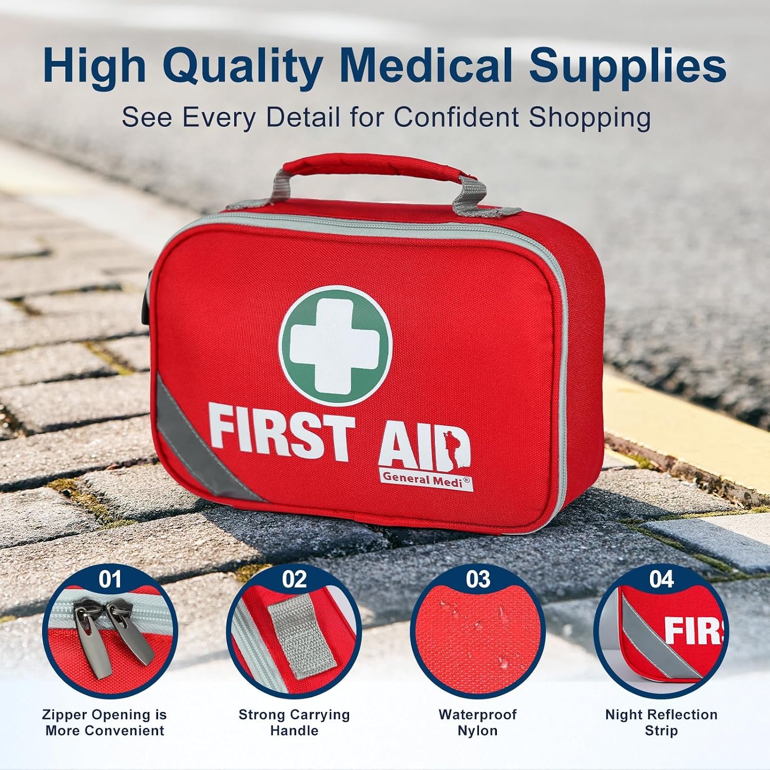 General Medi 2-in-1 First Aid Kit (215 Piece Set) + 43 Piece Mini First Aid Kit -Includes Ice(Cold) Pack, Moleskin Pad and Emergency Blanket for Travel, Home, Office, Car, Workplace - Image 5