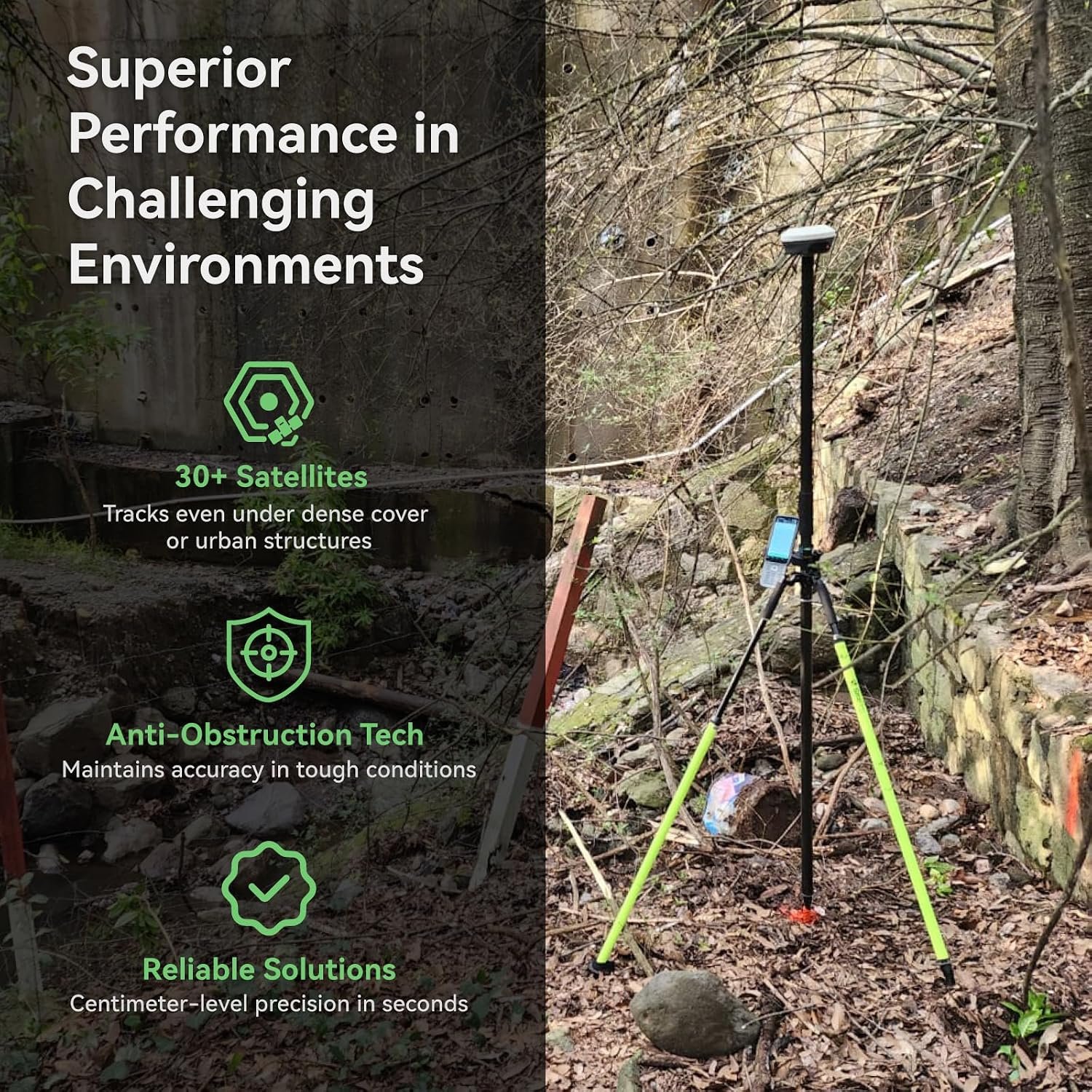 E1 Lite GNSS RTK Surveying Equipment, RTK GNSS GPS with IMU Rover & Base, GPS RTK Handheld Collector with Software, 1cm Accuracy, 1408 Channels, 60° Tilt Survey, 10-15km UHF Range - Image 5