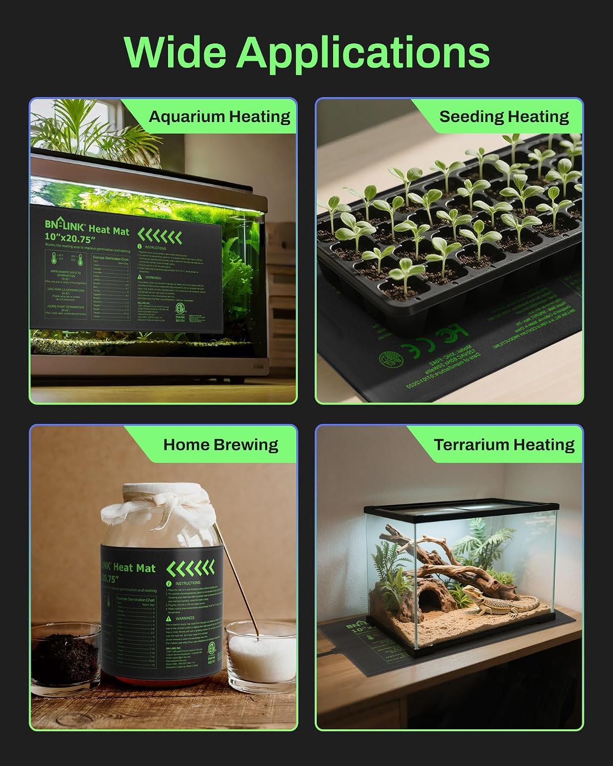 BN-LINK 10" x 20.75" Seedling Heat Mat for Seed Starting Plants Germination - Image 7