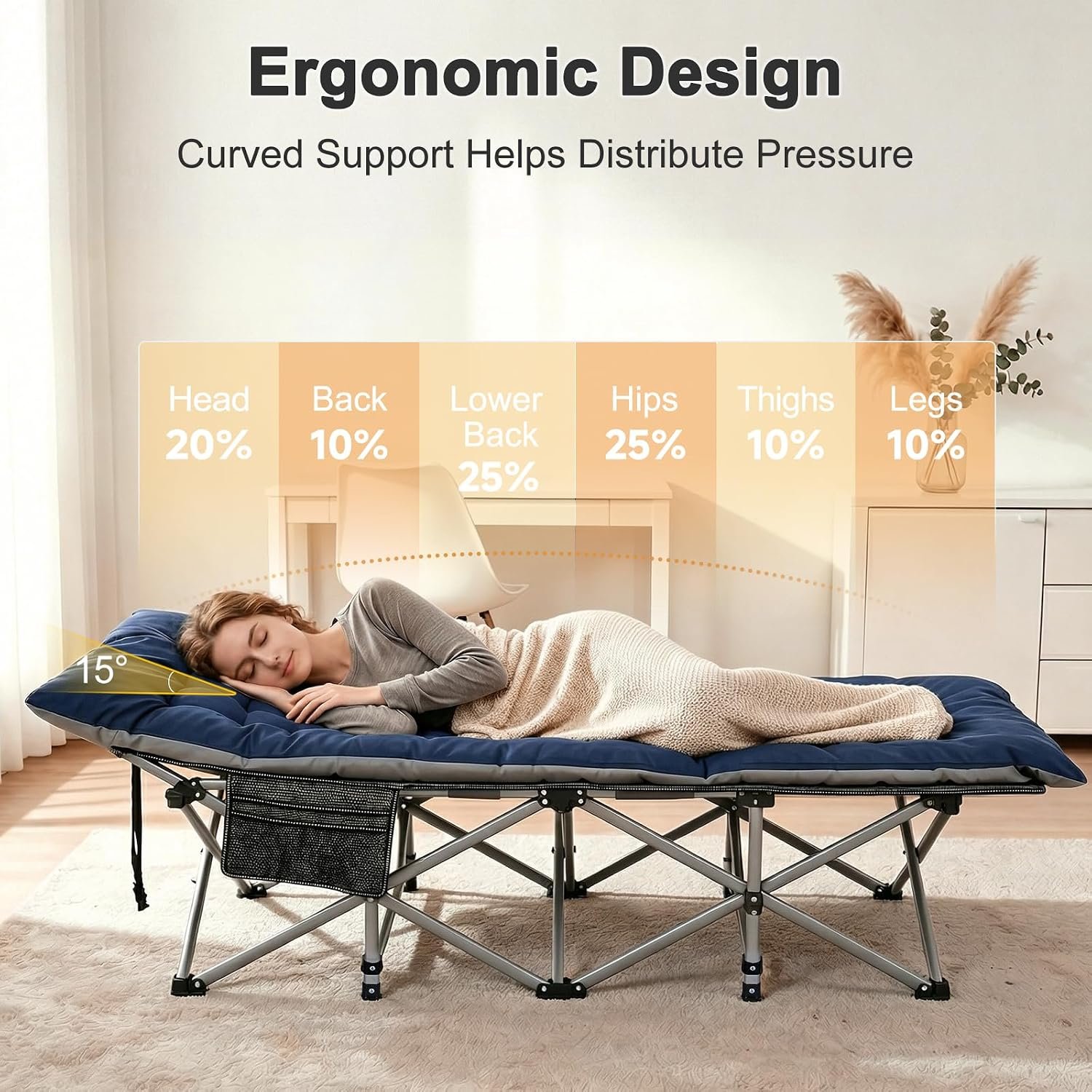 ABORON Camping Cot for Adults, 28 in Wide Folding Bed with Mattress - Image 4
