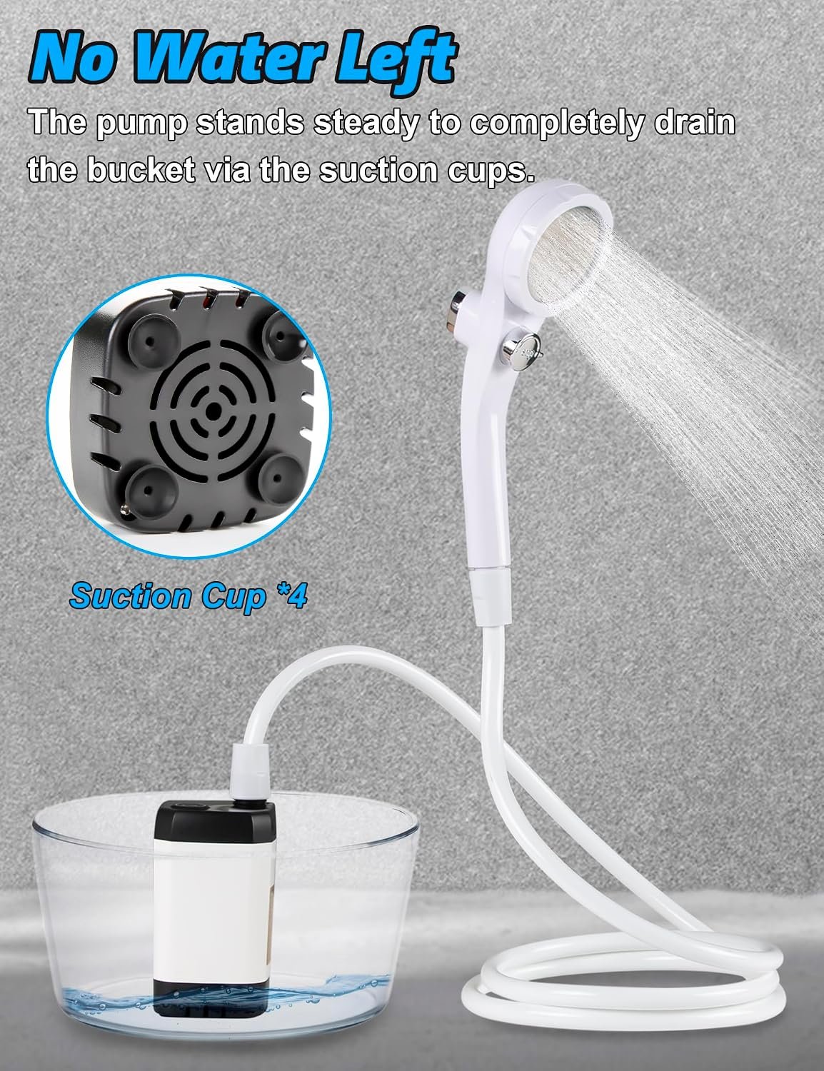 innhom Portable Camping Shower, 6000mAh Rechargeable Camp Shower Pump with LED Display, IPX7 Waterproof & 2 Spray Modes Electric Outdoor Shower for Hiking, Pet Bathing, Car Washing - Image 8