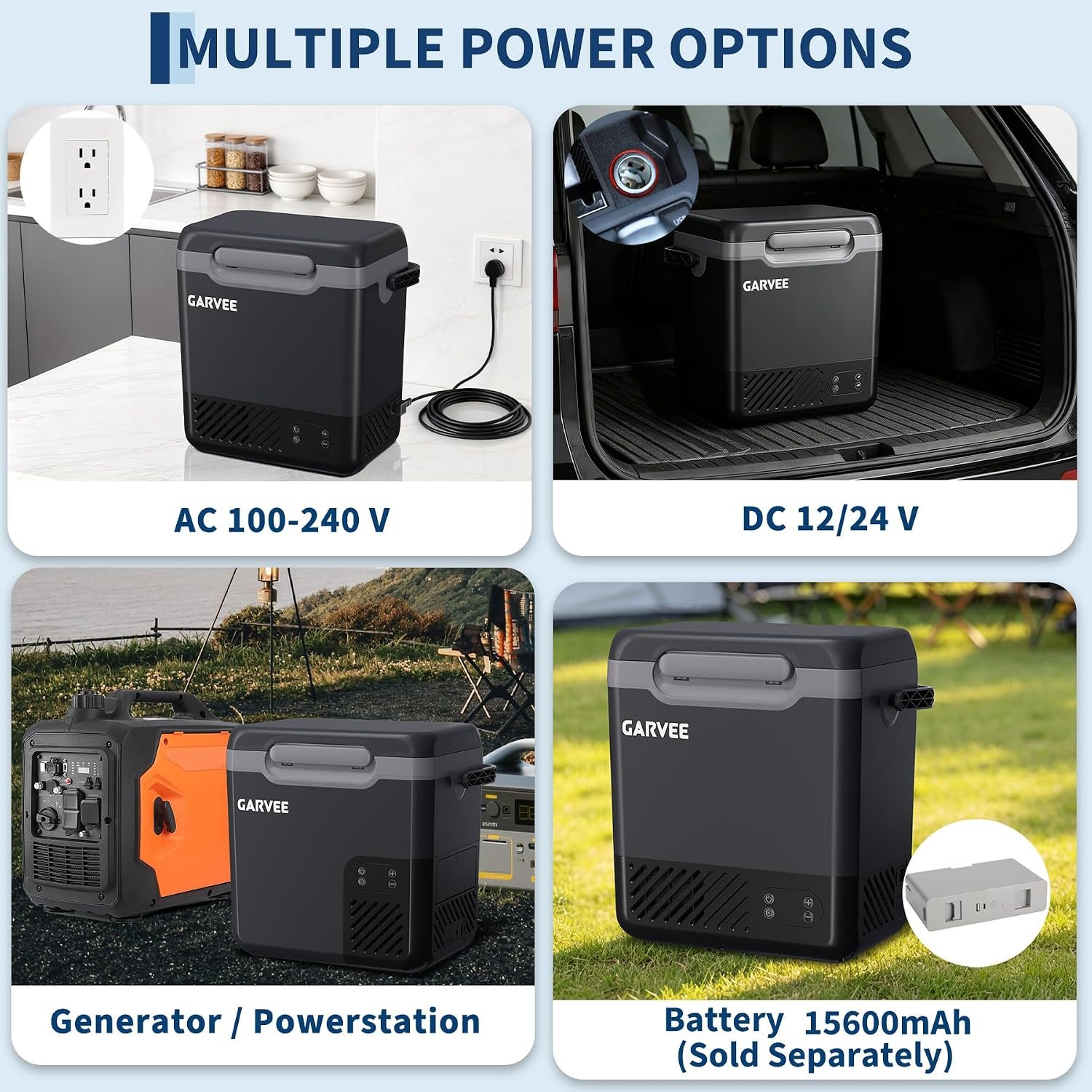 12 Volt Refrigerator, 13QT 12V Car Fridge, Portable Freezer Compressor Electric Cooler, 12/24V DC 110-240V AC, Portable Refrigerator for RV/Truck/Camping, -4°F to 68°F Internal Battery (Not Included) - Image 7