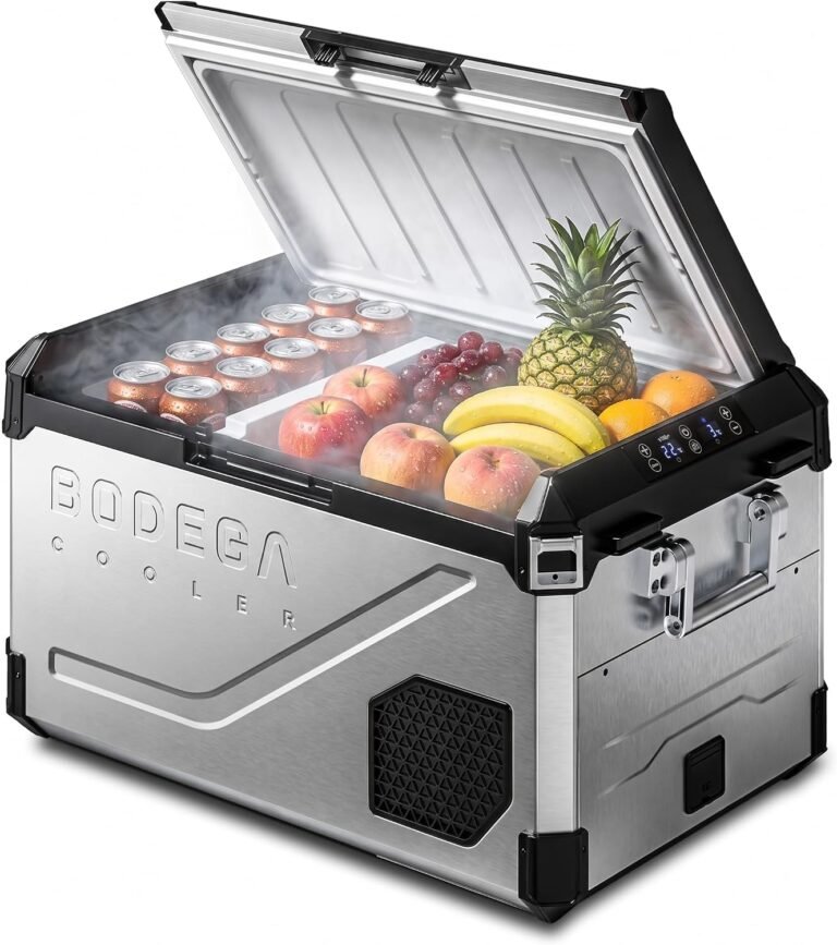 BODEGA Portable 12V Car Refrigerator 47QT Stainless Steel Fridge
