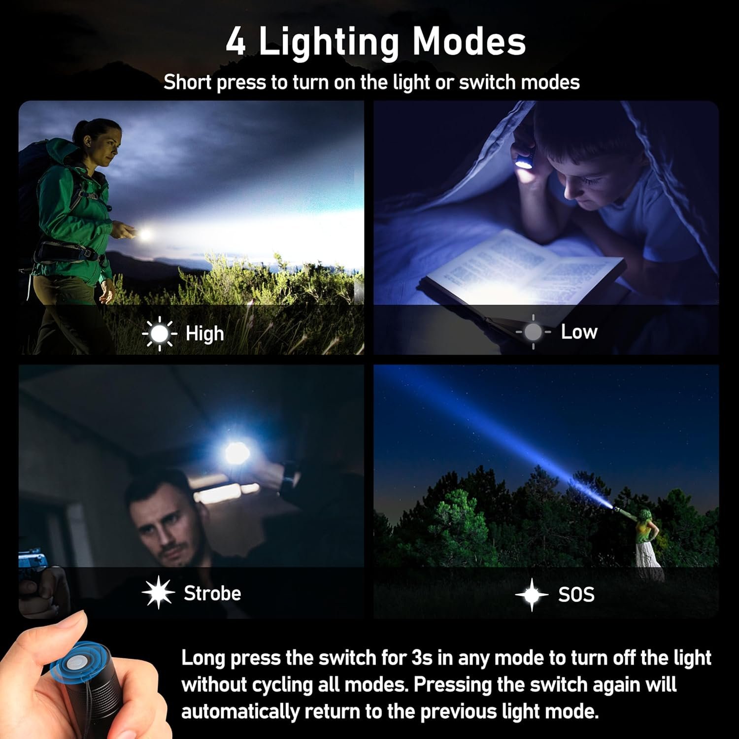 Blukar Rechargeable Flashlight, Super Bright Adjustable Focus Flashlights - Image 4
