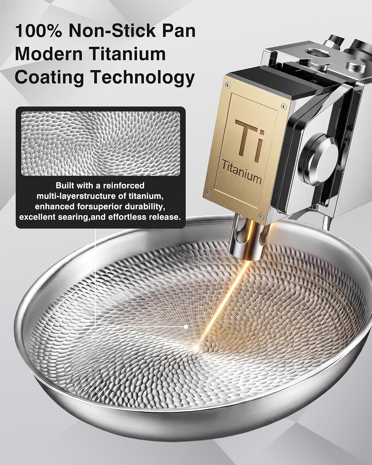 Titanium Pans for Cooking, 8-Inch Titanium Pan with Lid, Non-Stick Frying Pans, PFAS/PFOA/PTFE-Free, Dishwasher & Oven Safe, Compatible with Gas & Induction Cooktops - Image 4