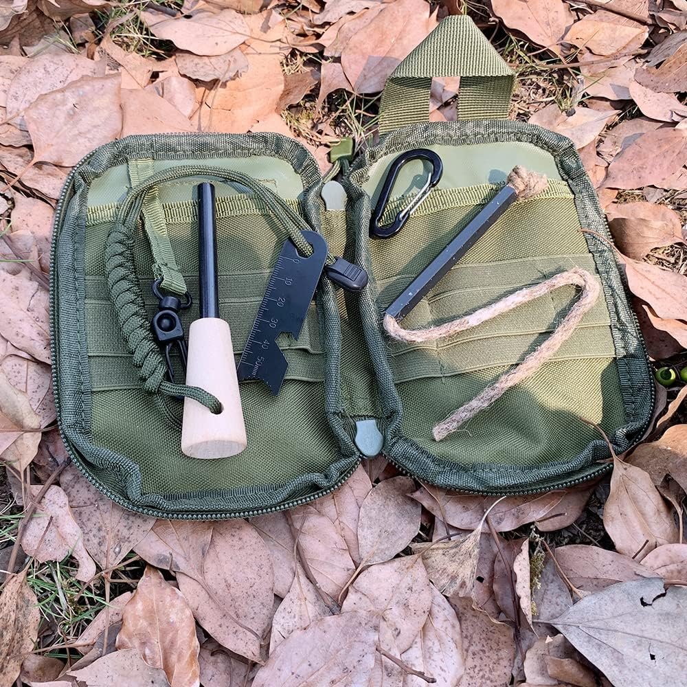 Fire Starter Survival Kit, Larger Ferro Rod with Striker Lanyard 3in Long Flint and Steel, 13.8in Wick Hemp Cord, Multifunctional Bag - Image 2