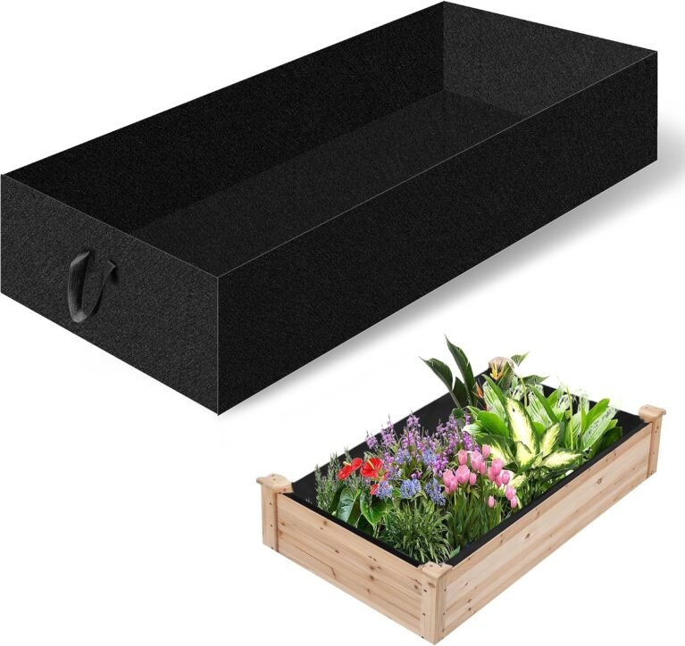1PCS Raised Garden Bed Liner Fabric Raised Garden Bed Breathable Drainage Rectangle Grow Bags with Handles Fabric Garden Bed for Outdoor Garden Bed Holds Soil - 4ft x 2ft x 1ft