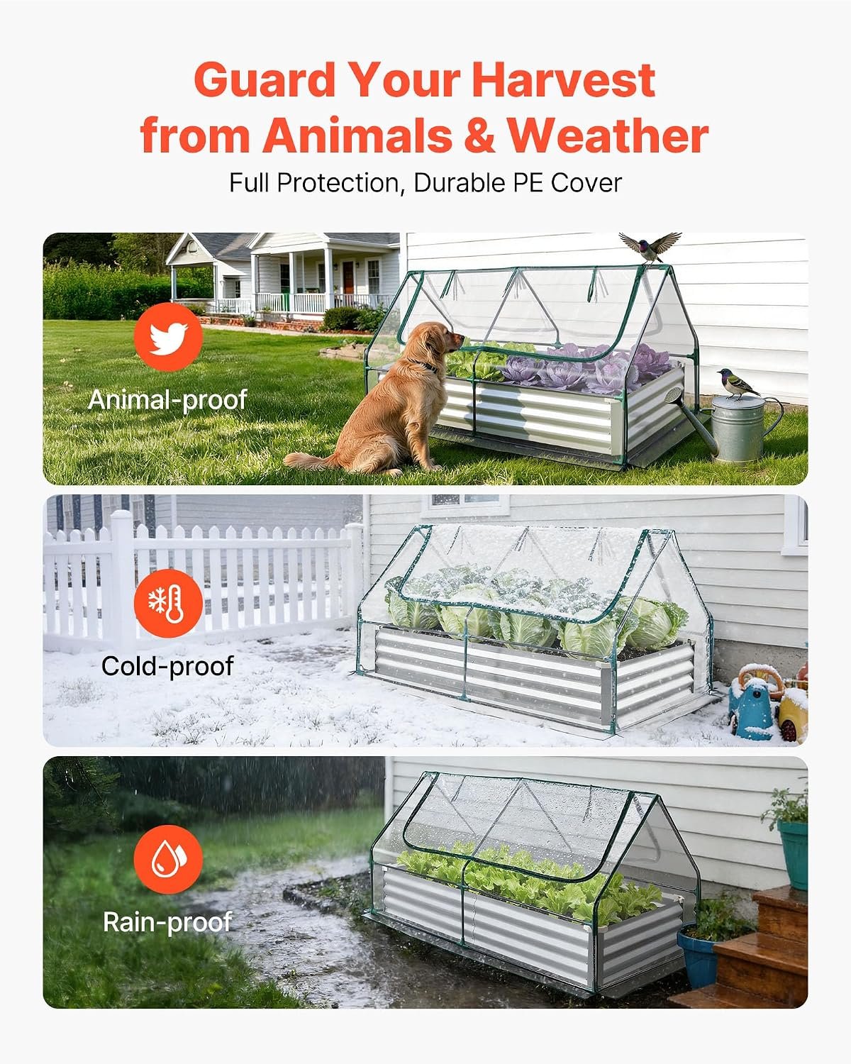 VEVOR 6x3x1FT Metal Raised Garden Bed with Greenhouse Cover, Outdoor Galvanized Planter Raised Beds for Gardening for Vegetables Flowers and Fruit - Image 3