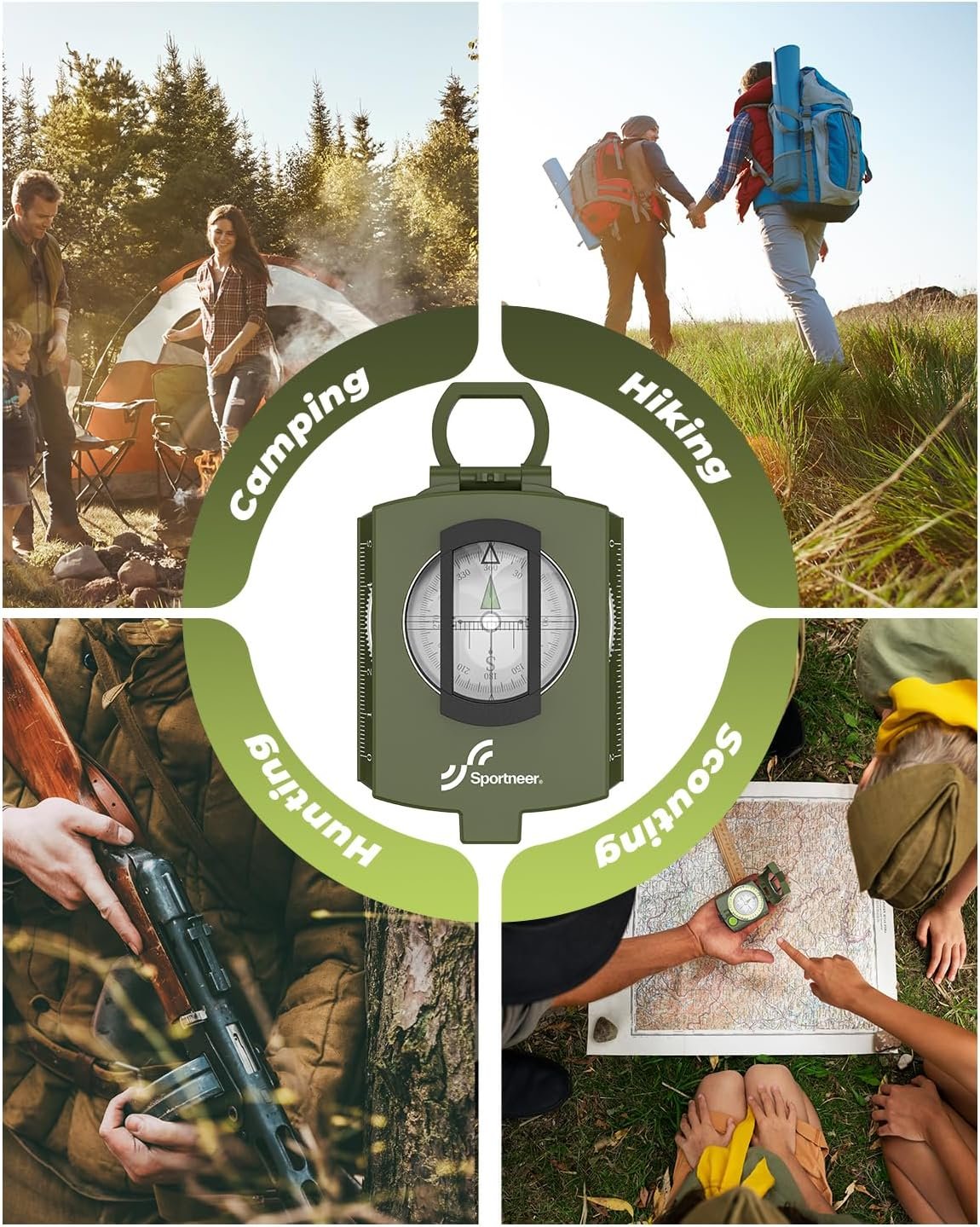 Sportneer Compass: Accurate Durable Lightweight Orienteering Compass with Strap and Carrying Case, Glow in The Dark Waterproof Hiking Essentials for Camping Backpacking, Best Survival Gifts for Kids - Image 8