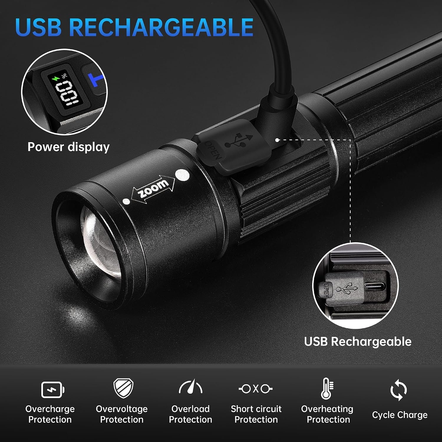 TrixHub Rechargeable Flashlights 2 Pack Super Bright High Lumens Flashlight - Image 3