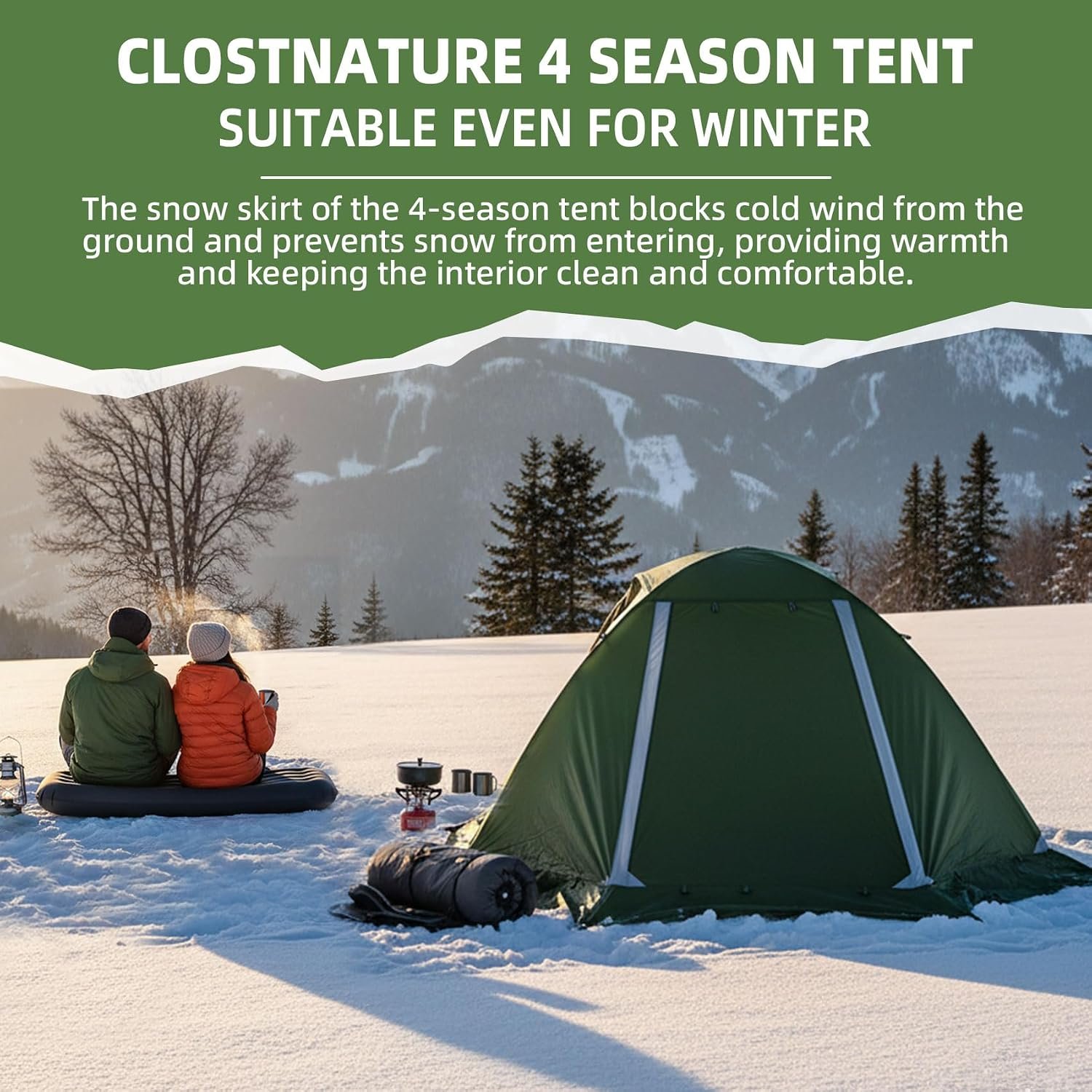 Clostnature 4 Season Backpacking Tent - 1/2 Person Cold Weather Winter Tent - Image 3
