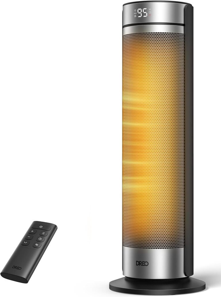 DREO Space Heater for Large Room, 24'' Electric Heaters for Indoor Use ECO