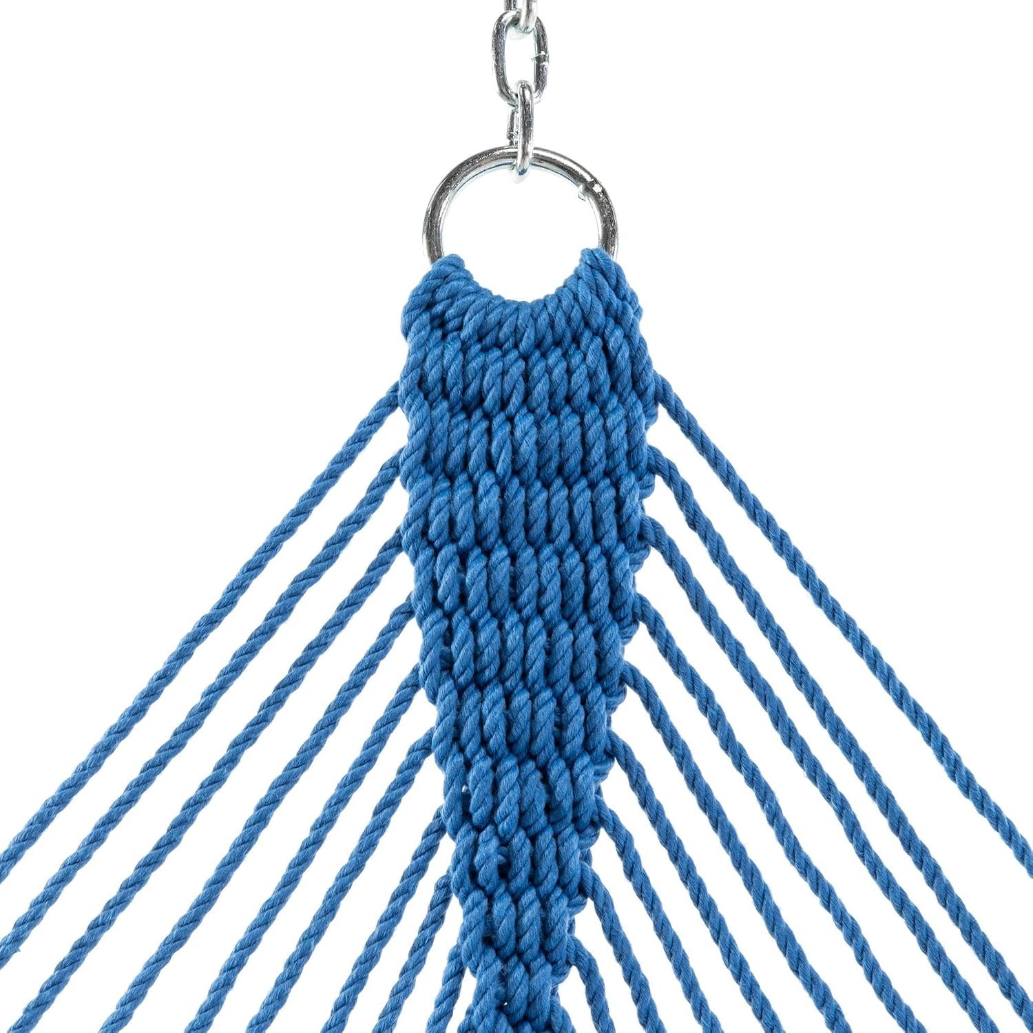 Hatteras Hammocks Deluxe Coastal Blue Duracord Rope Hammock with Free Extension Chains & Tree Hooks, Handcrafted in The USA, 450 LB Weight Capacity, 13 ft. x 60 in - Image 4