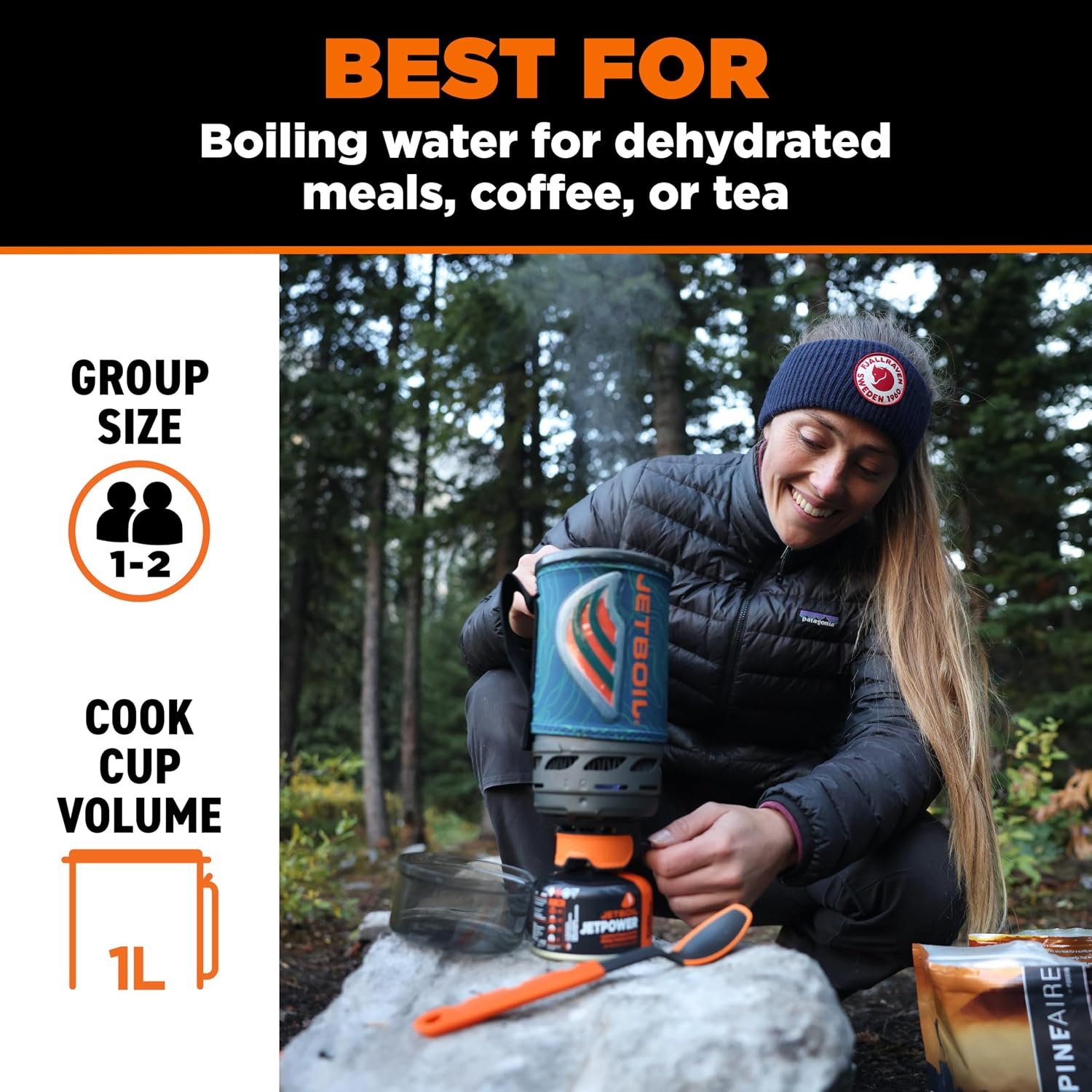 Jetboil Flash 1.0L Portable Fast Boil Stove for Camping and Backpacking with 1-Step Auto Ignition, Propane/Isobutane Burner with Cooking Cup, Ocean Topo - Image 3