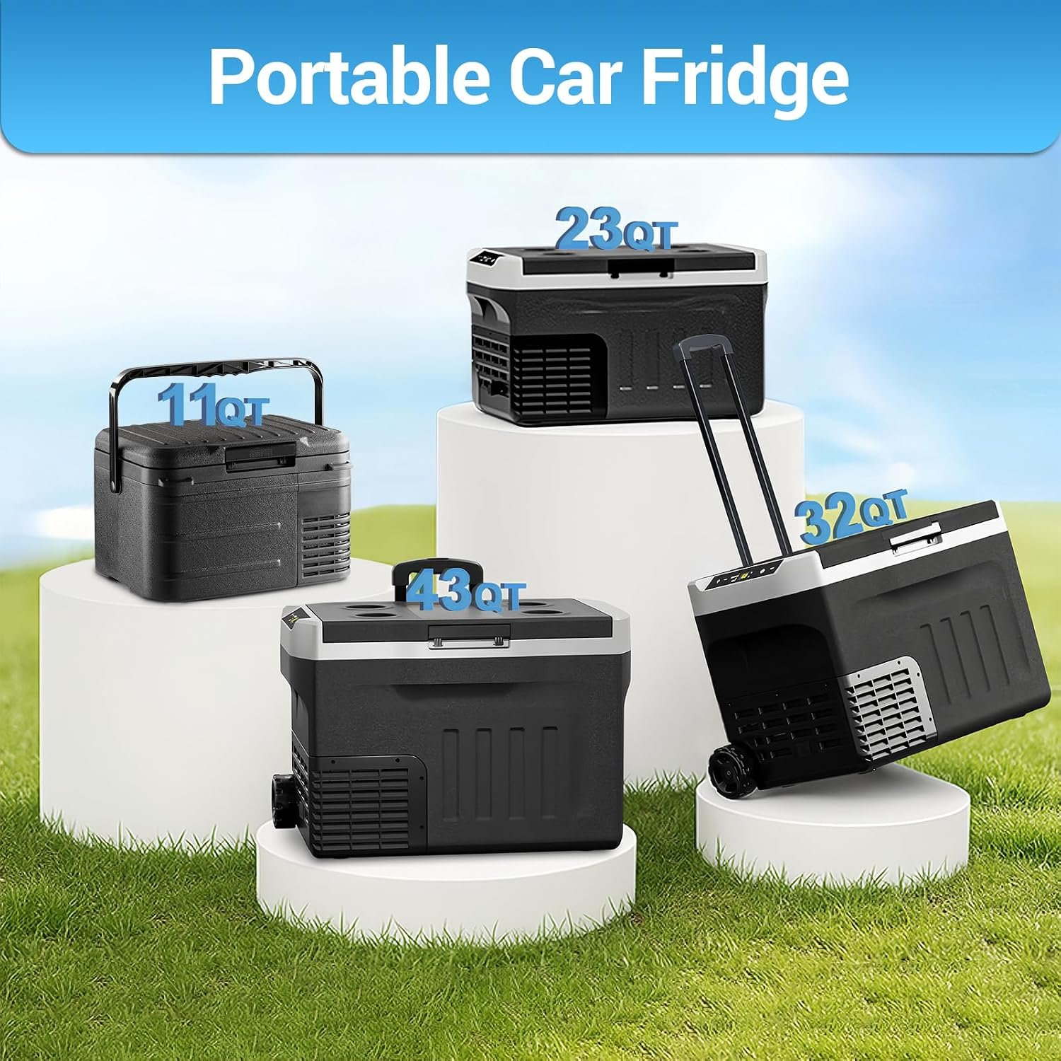 12 Volt Refrigerator, 11QT(10L) Compressor Electric Cooler, Car Fridge -4℉~68℉, Portable Refrigerator 12V/24V DC 110-240V AC, Compact Freezer for Vehicle RV Camping Truck Boat Travel, Black - Image 9