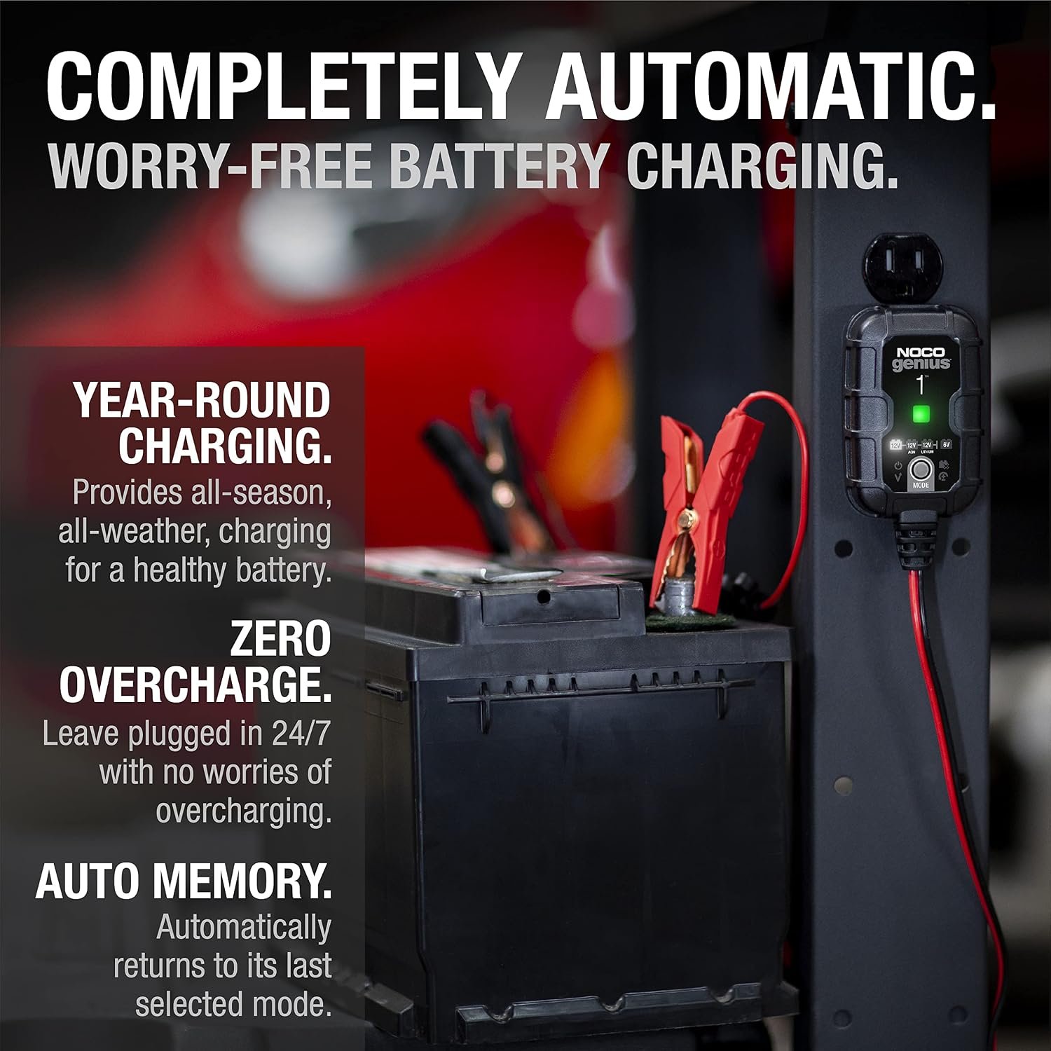 NOCO GENIUS1 1A 6/12V Smart Battery Charger, Trickle Charger & Maintainer - Image 7