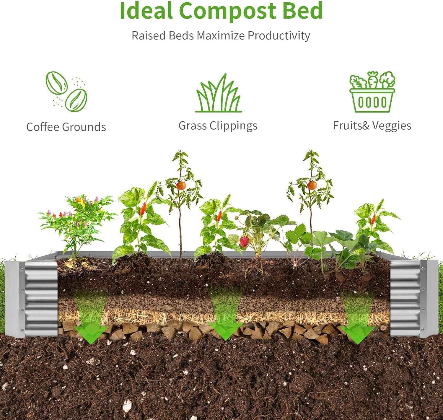Land Guard 3 Pack 8×4×1ft Galvanized Metal Raised Garden Bed, Metal Planter Kit Box Outdoor for Deep-Rooted Vegetables, Flowers, Green and Herbs, Silver - Image 3