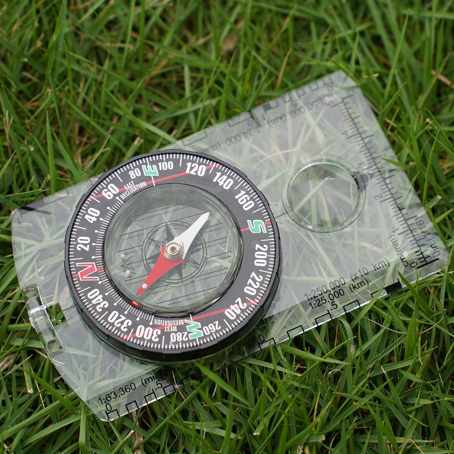 4 Pcs Outdoor Compass with Adjustable Declination,Magnifier,Ruler,Scale. Multifunctional Orienteering Waterproof Compass for Map Reading, Navigation, Hiking - Image 7
