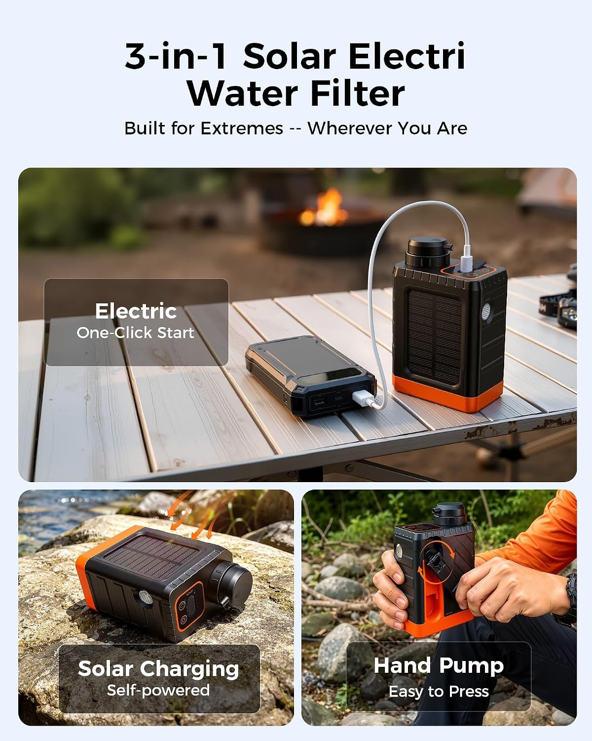3-in-1 Portable Electric Water Filter for Survival Kit & Emergency - Image 3
