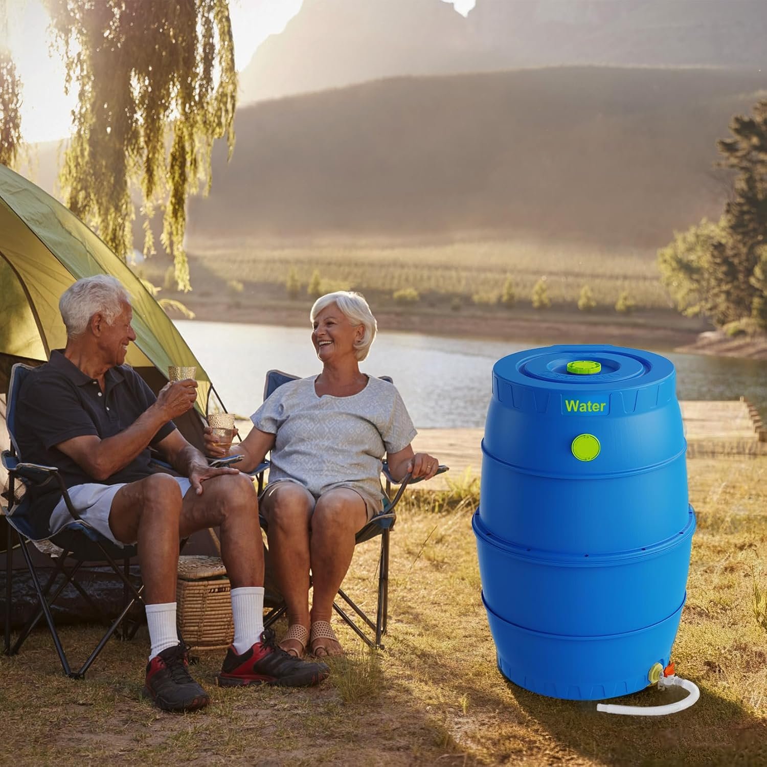 50 Gallon Blue Water Storage Barrel, BPA-Free Rainwater Collection Drum with Spigot, Stackable UV-Resistant Durable PP (Polypropylene) Barrel for Emergency Drinking Water & Gardening - Image 6