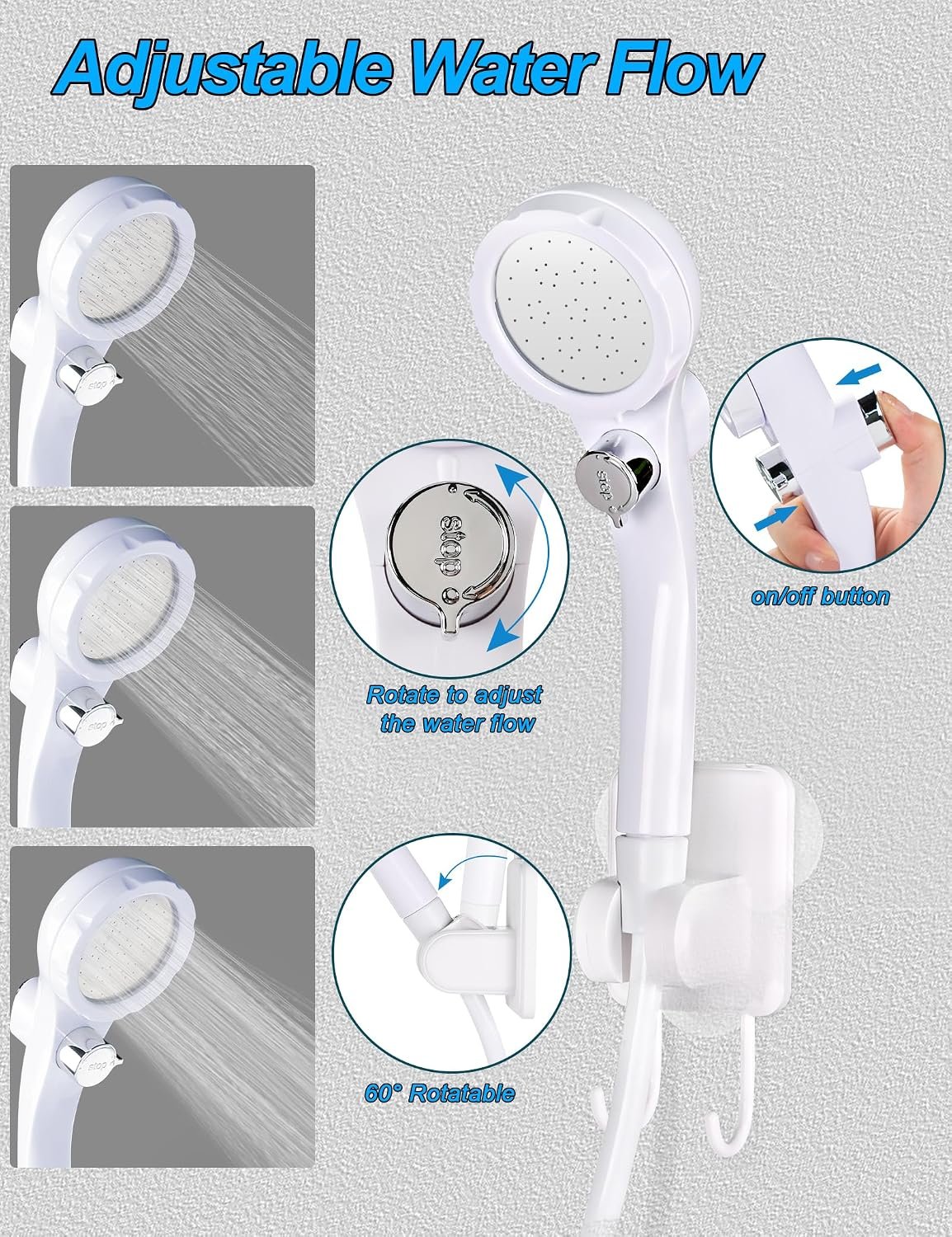 innhom Portable Camping Shower, 6000mAh Rechargeable Camp Shower Pump with LED Display, IPX7 Waterproof & 2 Spray Modes Electric Outdoor Shower for Hiking, Pet Bathing, Car Washing - Image 5