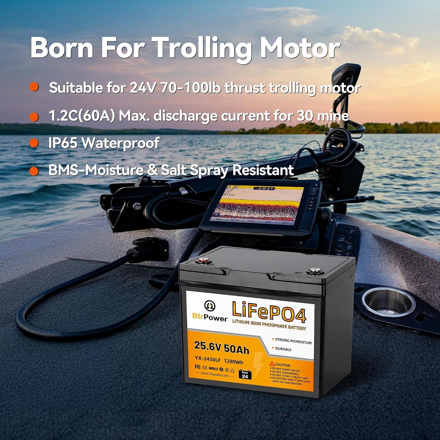 24V 50AhTrolling Motor LiFePO4 Lithium Battery,Built-in 50A BMS - Image 4