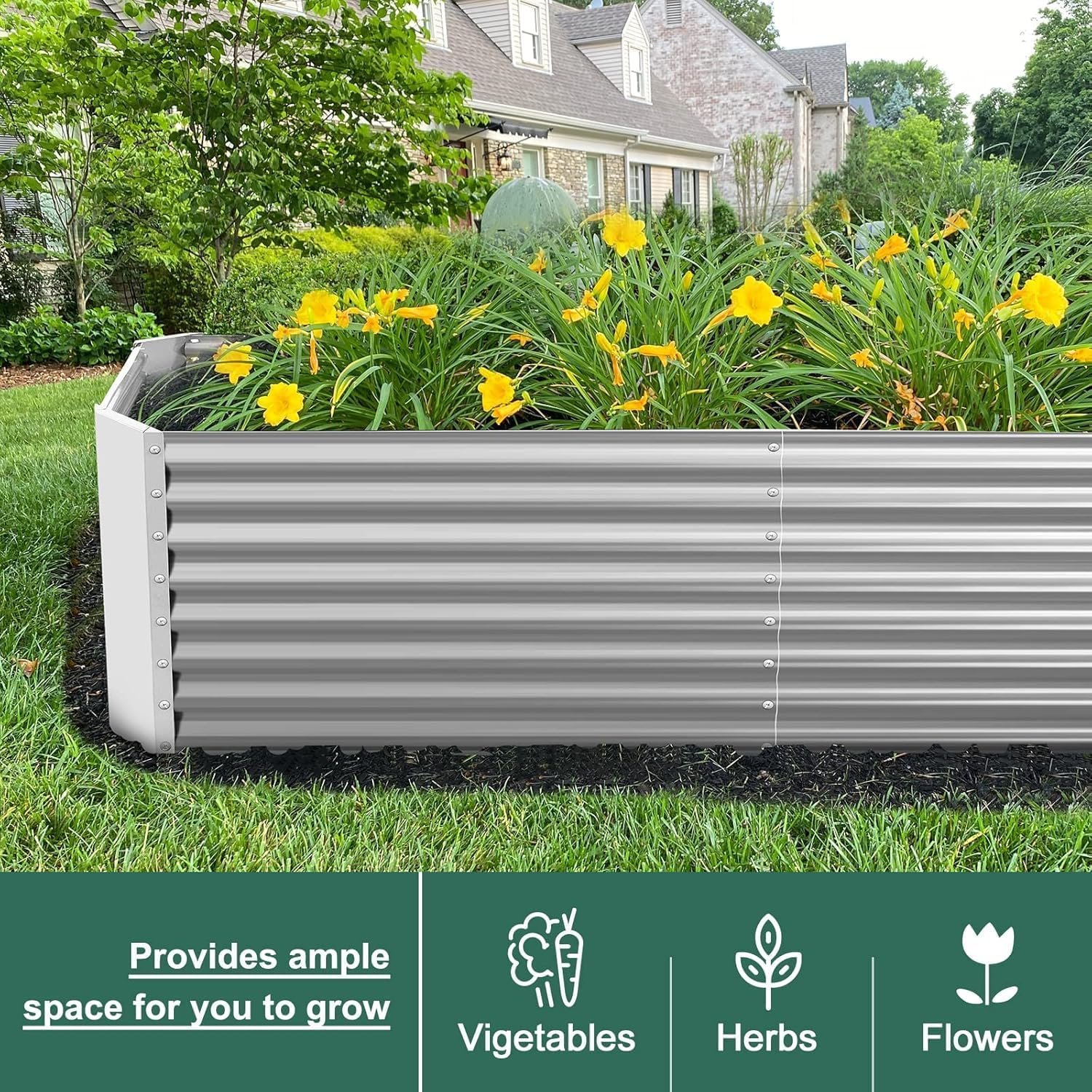 Land Guard 2 Pack 8×4×2ft Galvanized Raised Garden Bed Kit, Galvanized Planter Raised Garden Boxes Outdoor, Large Metal Raised Garden Beds for Vegetables (Silver) - Image 6