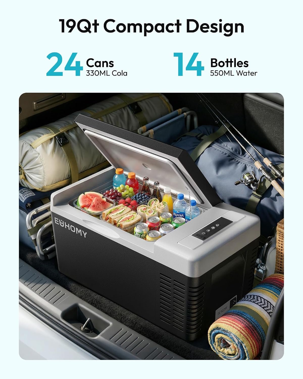 EUHOMY 19QT 12 Volt Refrigerator, -4℉~68℉ Electric Cooler for Car - Image 2