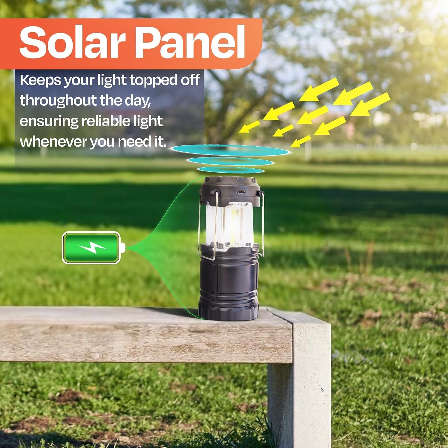 Rechargeable Camping Lantern, Pack of 2 - LED Camping Lantern Battery Powered, Waterproof Solar Lantern for Emergency, Hiking & Power Outages | USB-C Rechargeable, Collapsible, 360° Light - Image 2