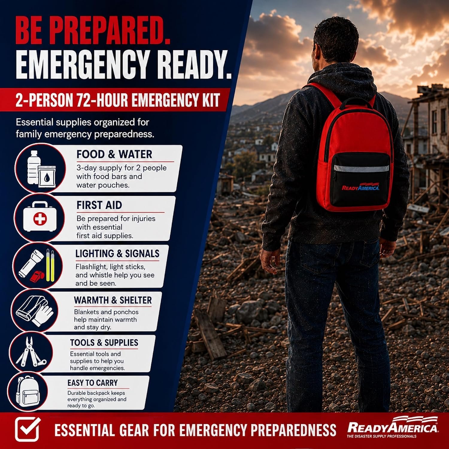 Ready America 70280 Emergency 2-Person 3-Day Survival Backpack - Image 6