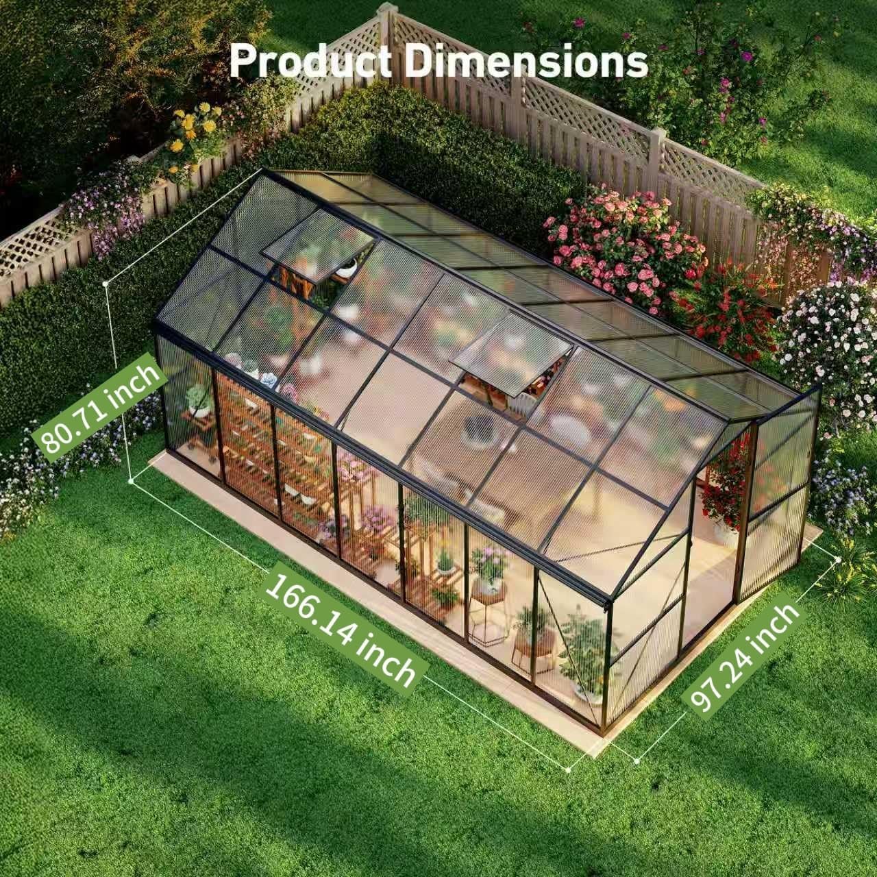 8x14 FT Greenhouse with Hygrometer, Windproof UV Protection Green Houses - Image 2
