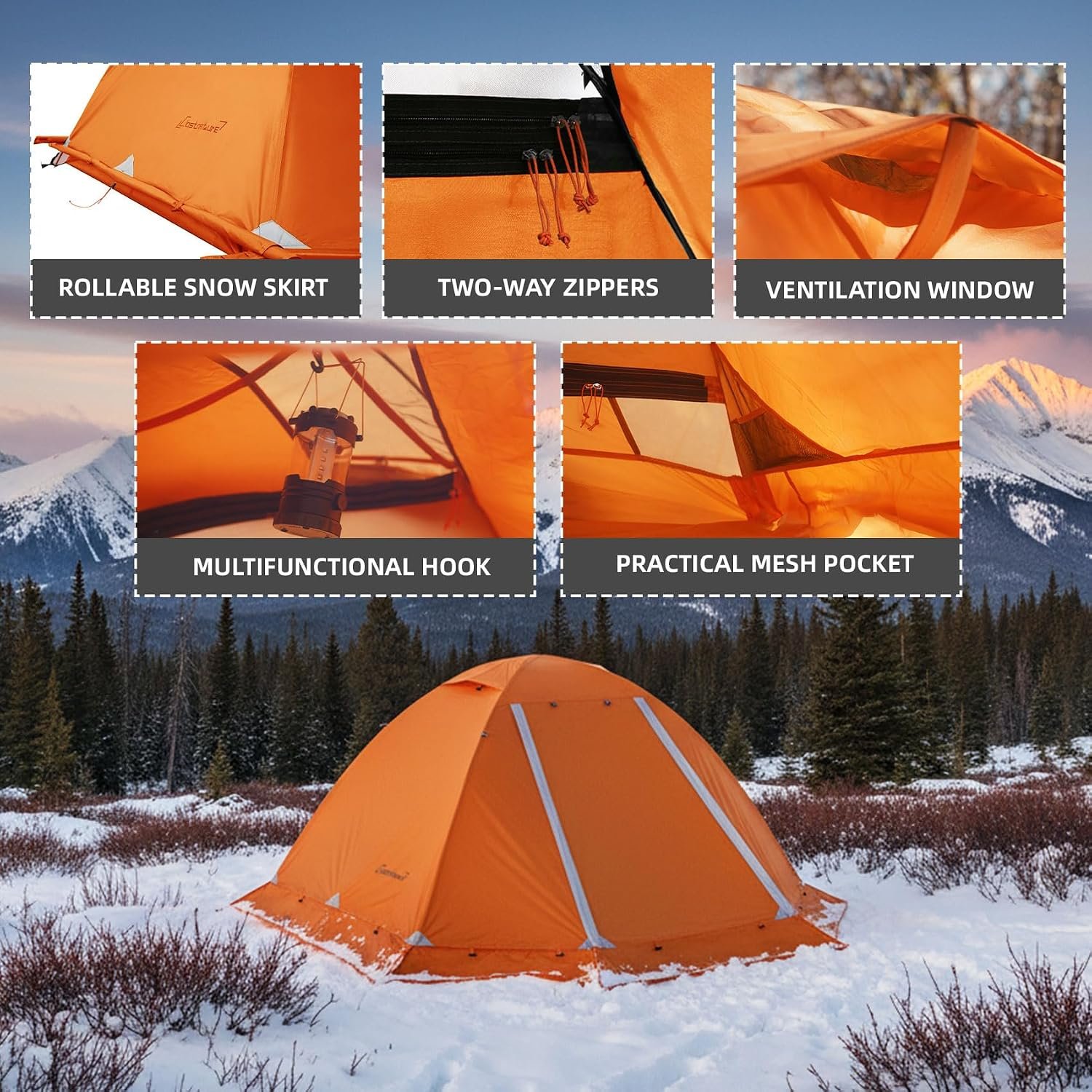 Clostnature 4 Season Backpacking Tent - 1/2 Person Cold Weather Winter Tent - Image 7