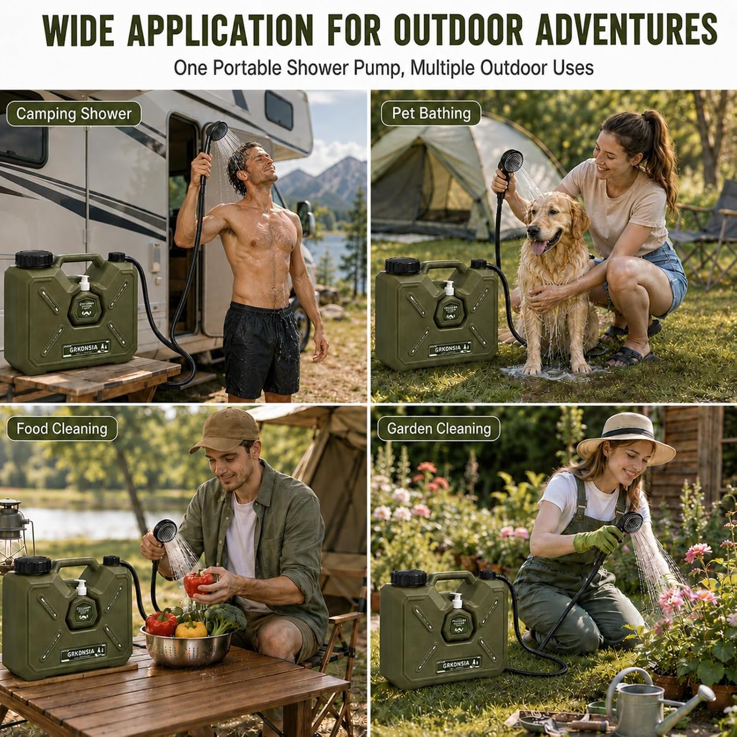 Camping Shower with Heater for USB Solar Charging Panel, Portable Shower Food-Grade Water Jug, 6000mAh Portable Shower Pump, 1500w Immersion Heater with Auto Shut-Off for Outdoor, Camping, Hiking - Image 8