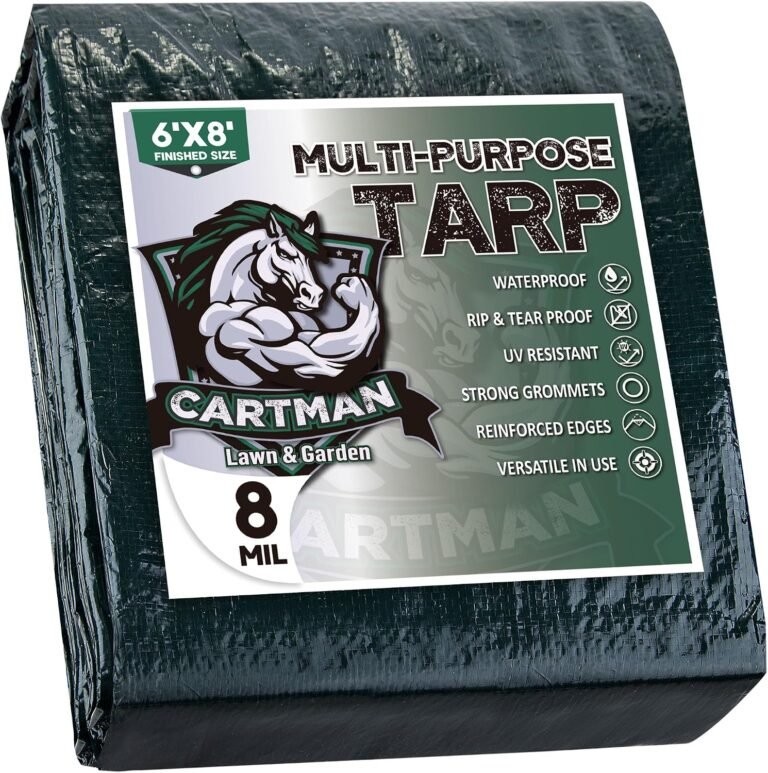 CARTMAN 6x8Ft Multipurpose Waterproof Poly Tarp Cover 8 Mil, Green