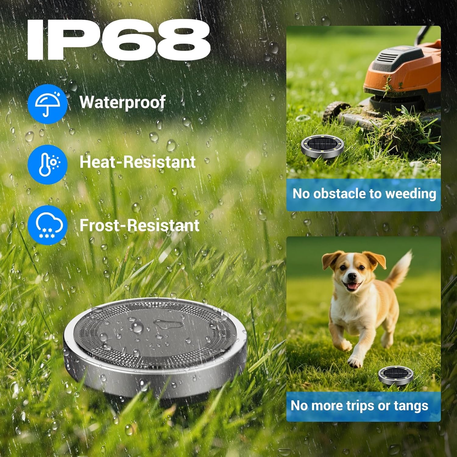Peasur Solar Lights Outdoor Waterproof -12 Pack Solar Ground Lights Anti-Rust, Flat Solar Powered Disc Lights Landscape Lighting for Deck Step Patio Yard Pathway Walkway Driveway Garden, Warm White - Image 3