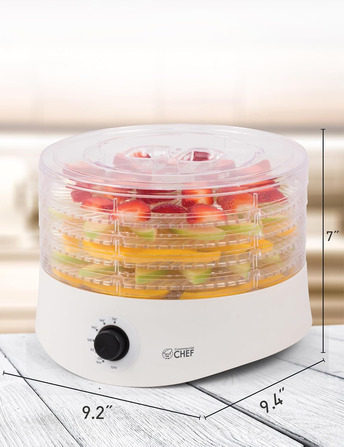Commercial Chef Food Dehydrator, Five 9.25” BPA-Free Trays, CCD100W6, White - Image 3