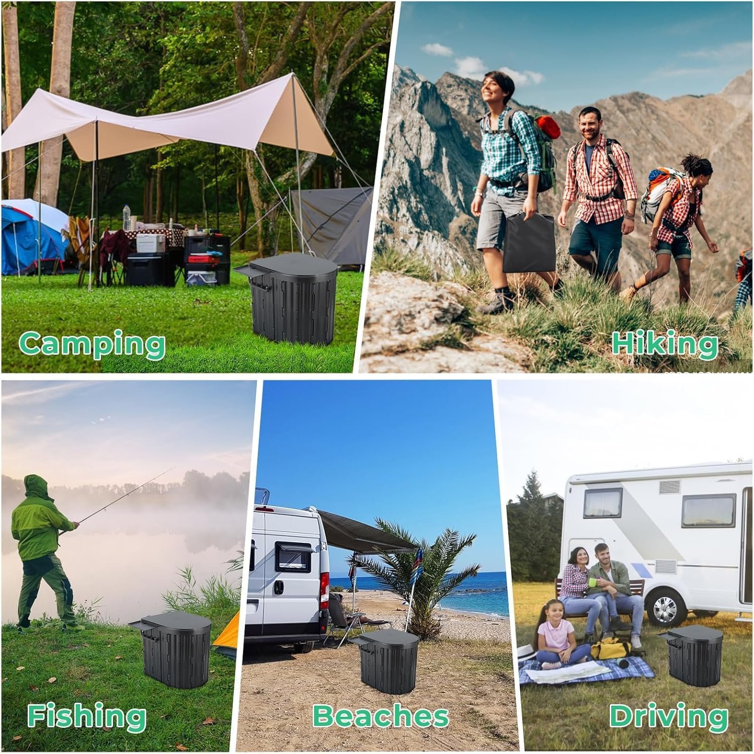 Sckee Camping Toilet, Portable Toilet for Adults, Portable Travel Folding Toilet with Lid and Paper Holder, Compact Potty for Car, Camp Toilet Portable Toilet for Camping, Hiking,Truck, RV, Beach - Image 7