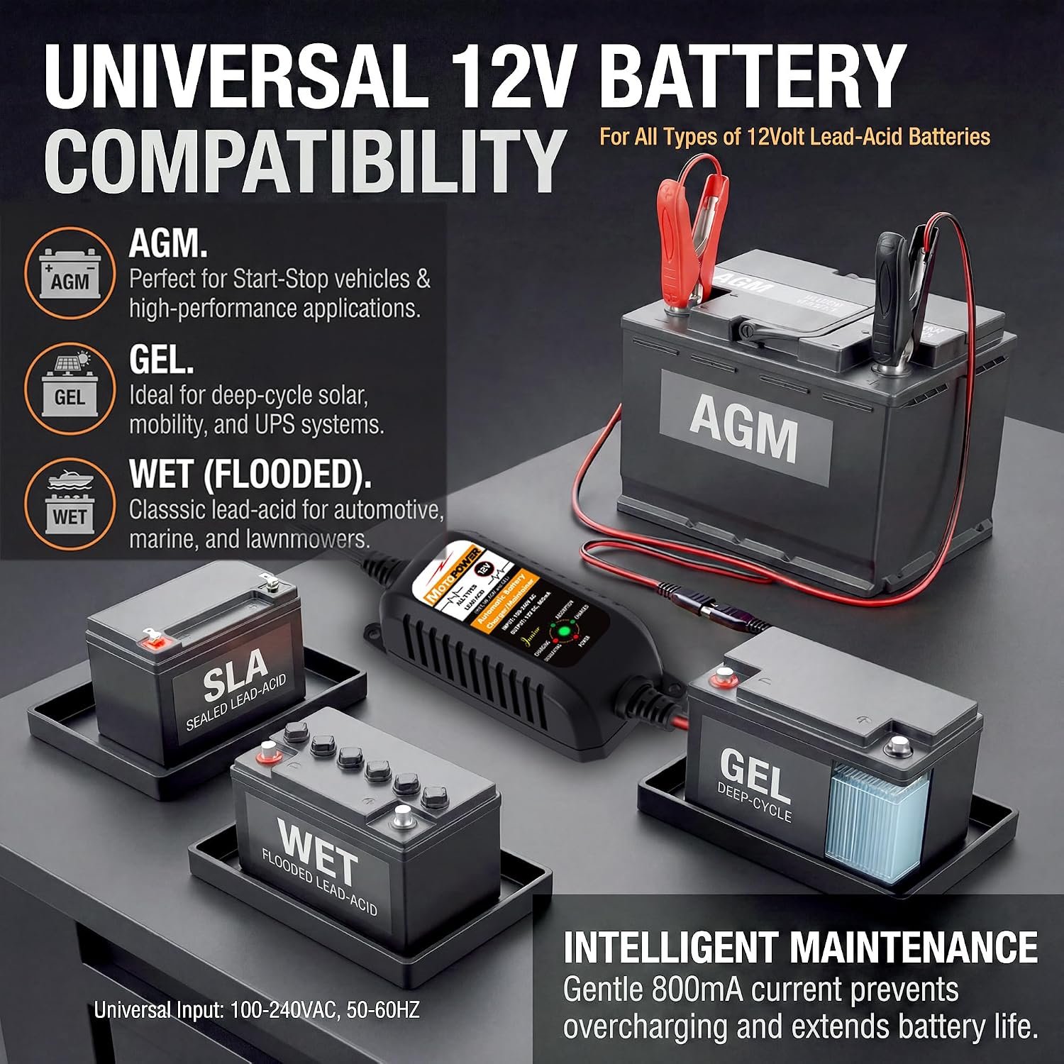 MOTOPOWER MP00205A 12V 800mA Automatic Battery Charger, Maintainer, Trickle and Desulfator - Image 10