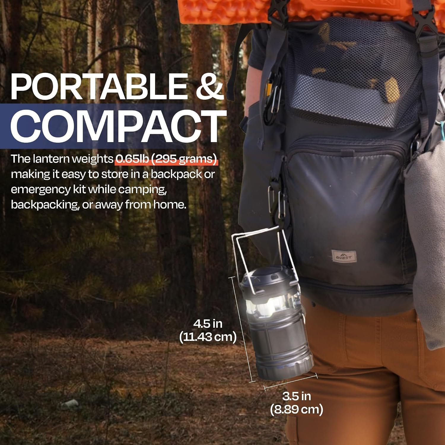 Rechargeable Camping Lantern, Pack of 2 - LED Camping Lantern Battery Powered, Waterproof Solar Lantern for Emergency, Hiking & Power Outages | USB-C Rechargeable, Collapsible, 360° Light - Image 7