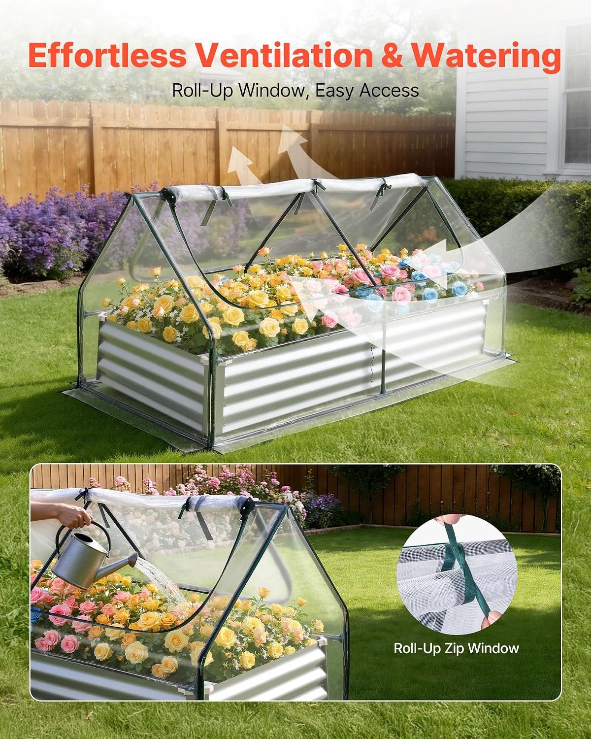 VEVOR 6x3x1FT Metal Raised Garden Bed with Greenhouse Cover, Outdoor Galvanized Planter Raised Beds for Gardening for Vegetables Flowers and Fruit - Image 4