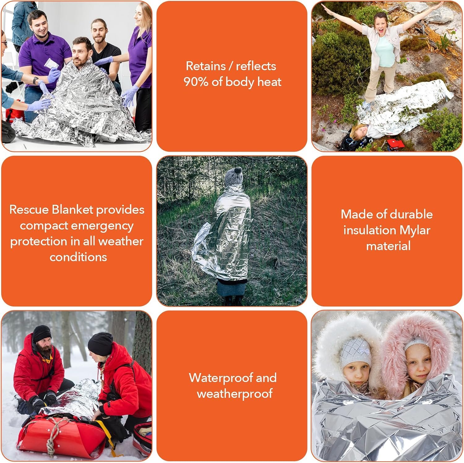 Frocopo 6 Pack Emergency Mylar Blanket, Emergency Blanket Space Blanket Survival Rescue Insulating Reflective foil kit Outdoors Hiking Camping Blanket Perfect for Outdoors, Hiking, Camping Survival - Image 7