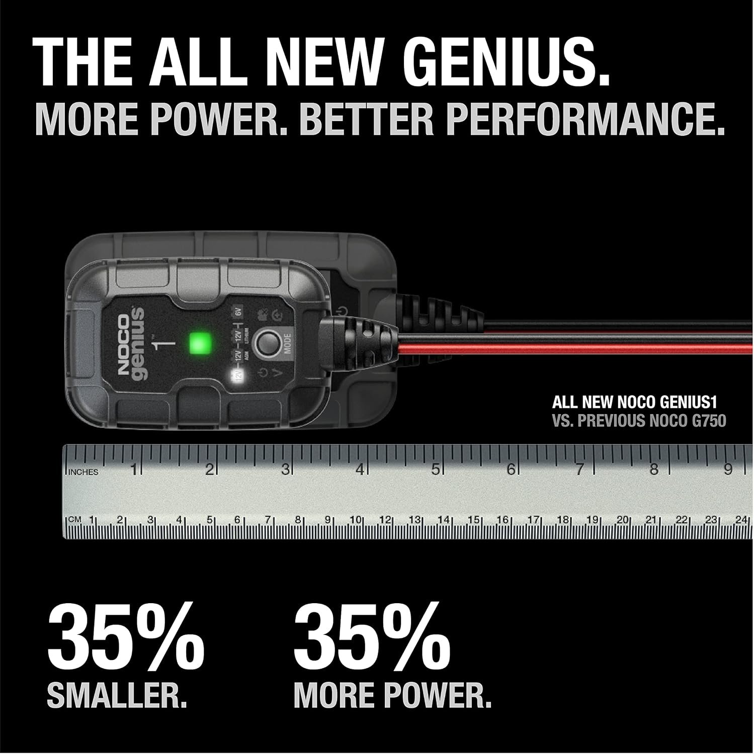 NOCO GENIUS1 1A 6/12V Smart Battery Charger, Trickle Charger & Maintainer - Image 2
