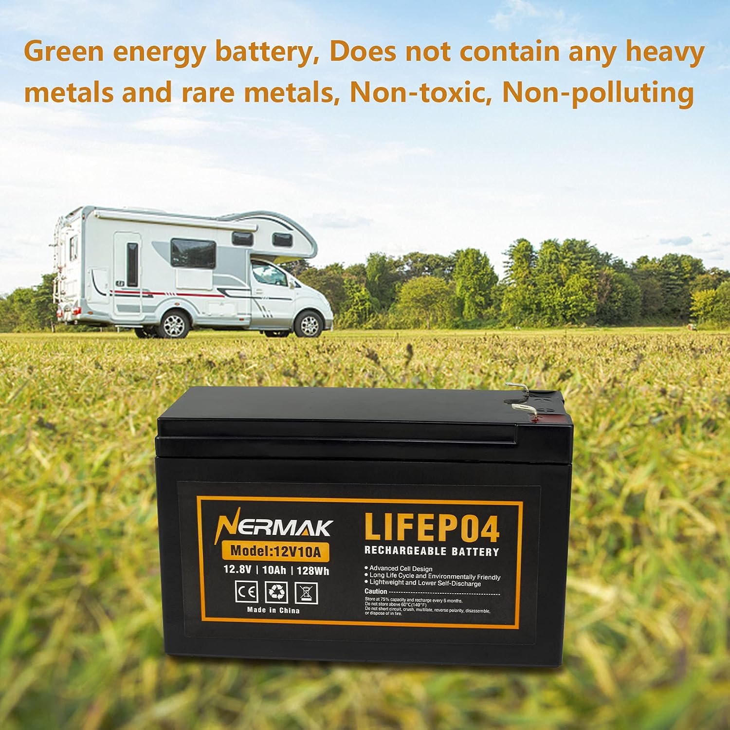 NERMAK 12V 10Ah Lithium LiFePO4 Deep Cycle Battery with 10A BMS,Lightweight - Image 4