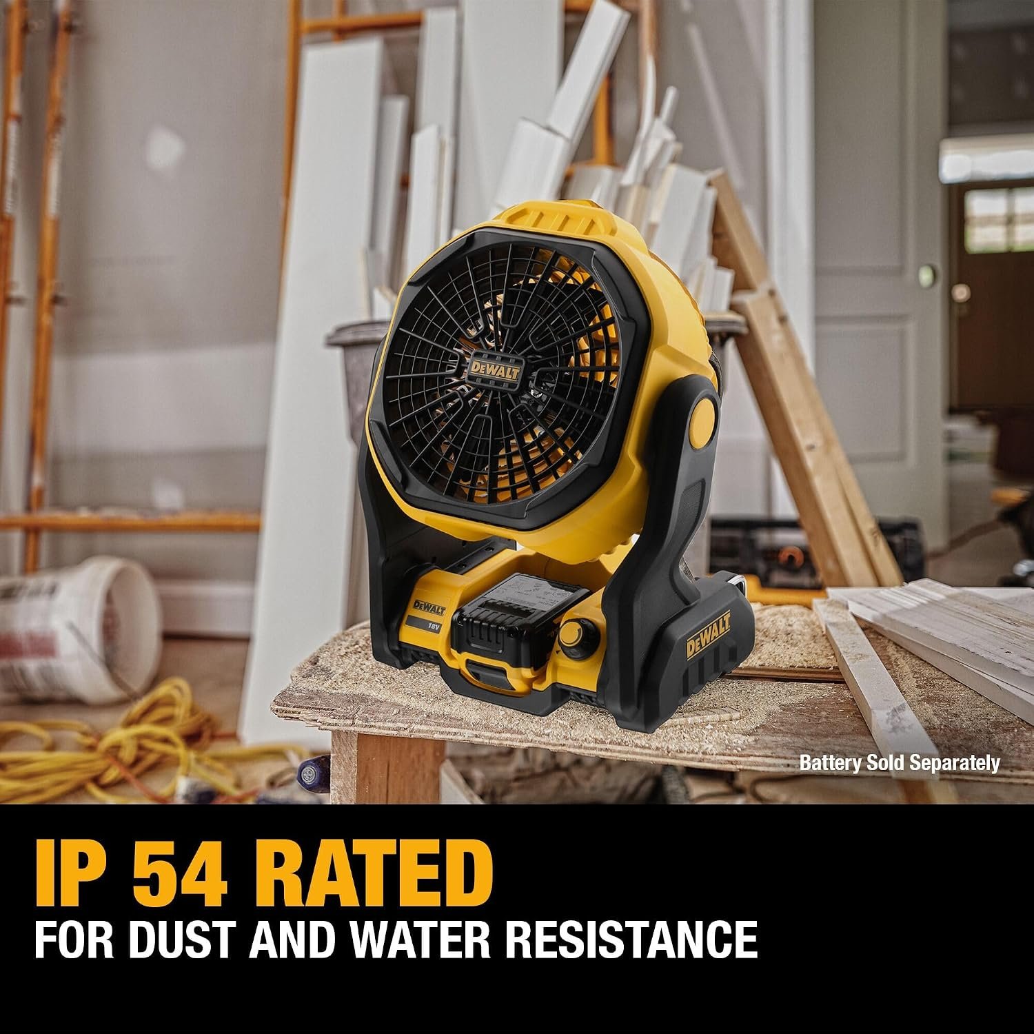 DEWALT 20V MAX Portable Fan, Battery Powered Rechargeable Cordless Shop Fan, Up to 4.5 Hrs Runtime, Variable Speed, 650 CFM, Tool Only (DCE512B) - Image 6
