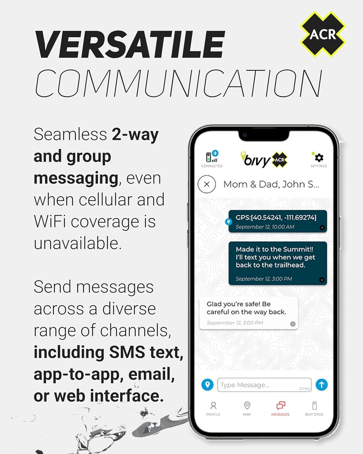 ACR Bivy Stick Satellite Communicator - Two-Way Global SMS, GPS Tracker, Off-Grid Communication, SOS Emergency Beacon, Satellite Messenger & Location Sharing - iOS/Android App - Image 4