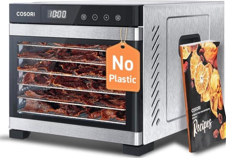 Cosori Food Dehydrator, 6 Stainless Steel Trays with 6.5 ft² Drying Space