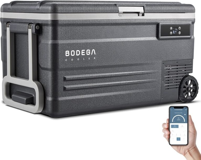 BODEGACOOLER 12 Volt Car Refrigerator,80 Quarts Portable Fridge,75L RV Freezer Single Zone,with APP Control,-4℉-68℉ Car Cooler,12/24V DC & 100-240V AC for Travel, Camping,Outdoor,Truck,SUV