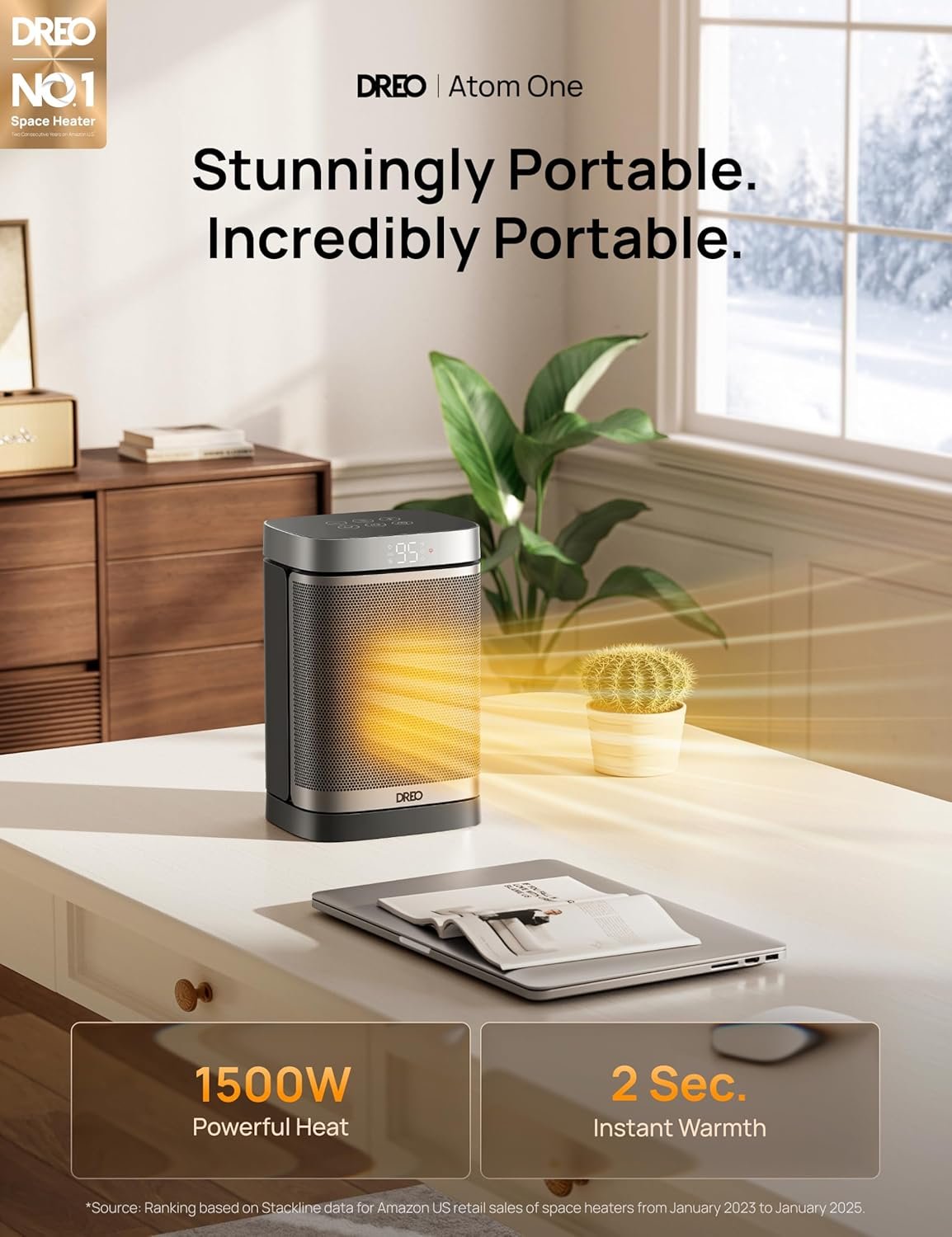 DREO Space Heater, Portable Electric Heaters for Indoor Use with Thermostat - Image 2