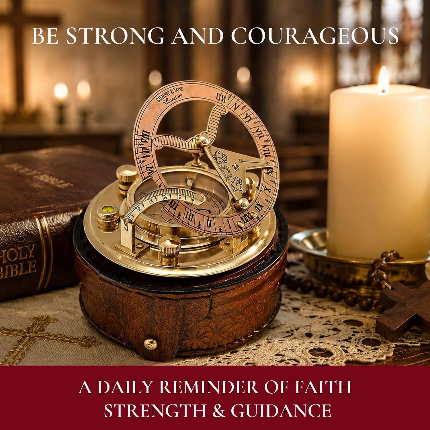 Trust in The Lord with All Your Heart -Proverbs 3: 5-6 Quote Engraved Compass with Leather Box, Sundal Compass, Gift Compass, Graduation Gifts Compass for Women Mens Boy Girls - Image 8
