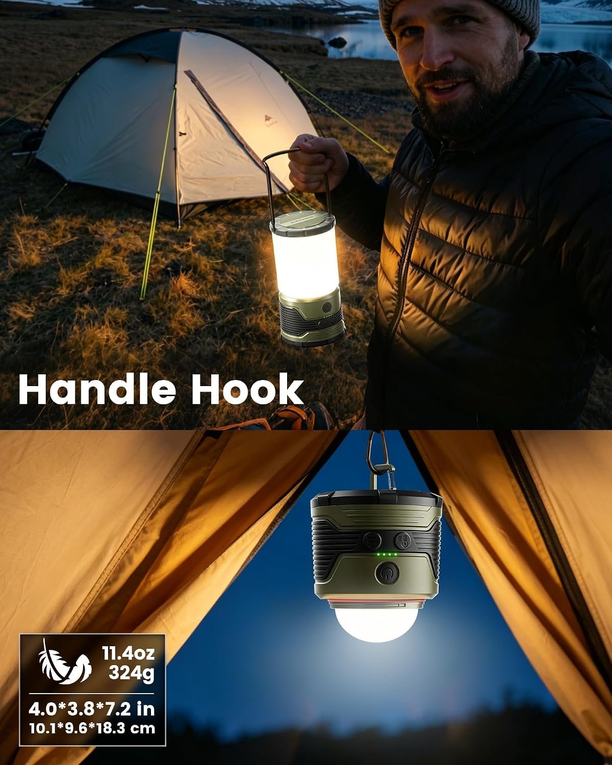 Glocusent 1200LM LED Camping Lantern Rechargeable, Lantern for Power Outage - Image 5